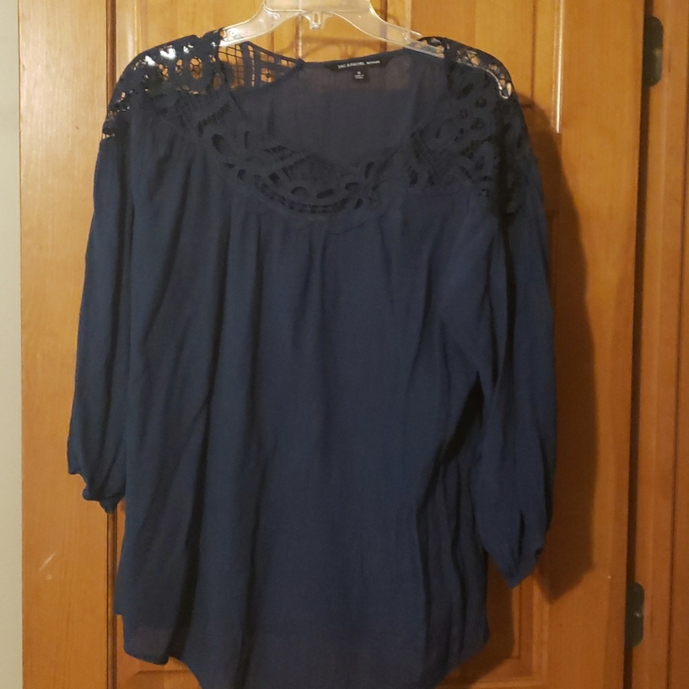 Navy blue crocheted blouse